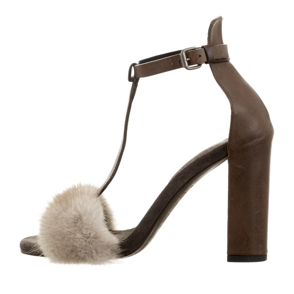 BRUNELLO CUCINELLI Fur-Trimmed Monili Sandals